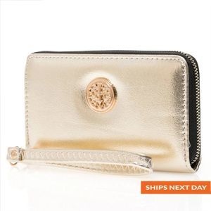 COPY - Metal Detail Meatlic Leather Medium Size Wallet